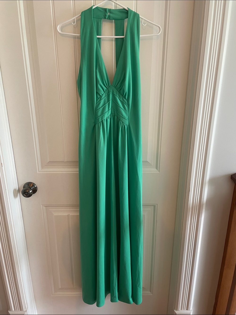 Vintage Elegant Sleeveless Green V-Neck Maxi Dress